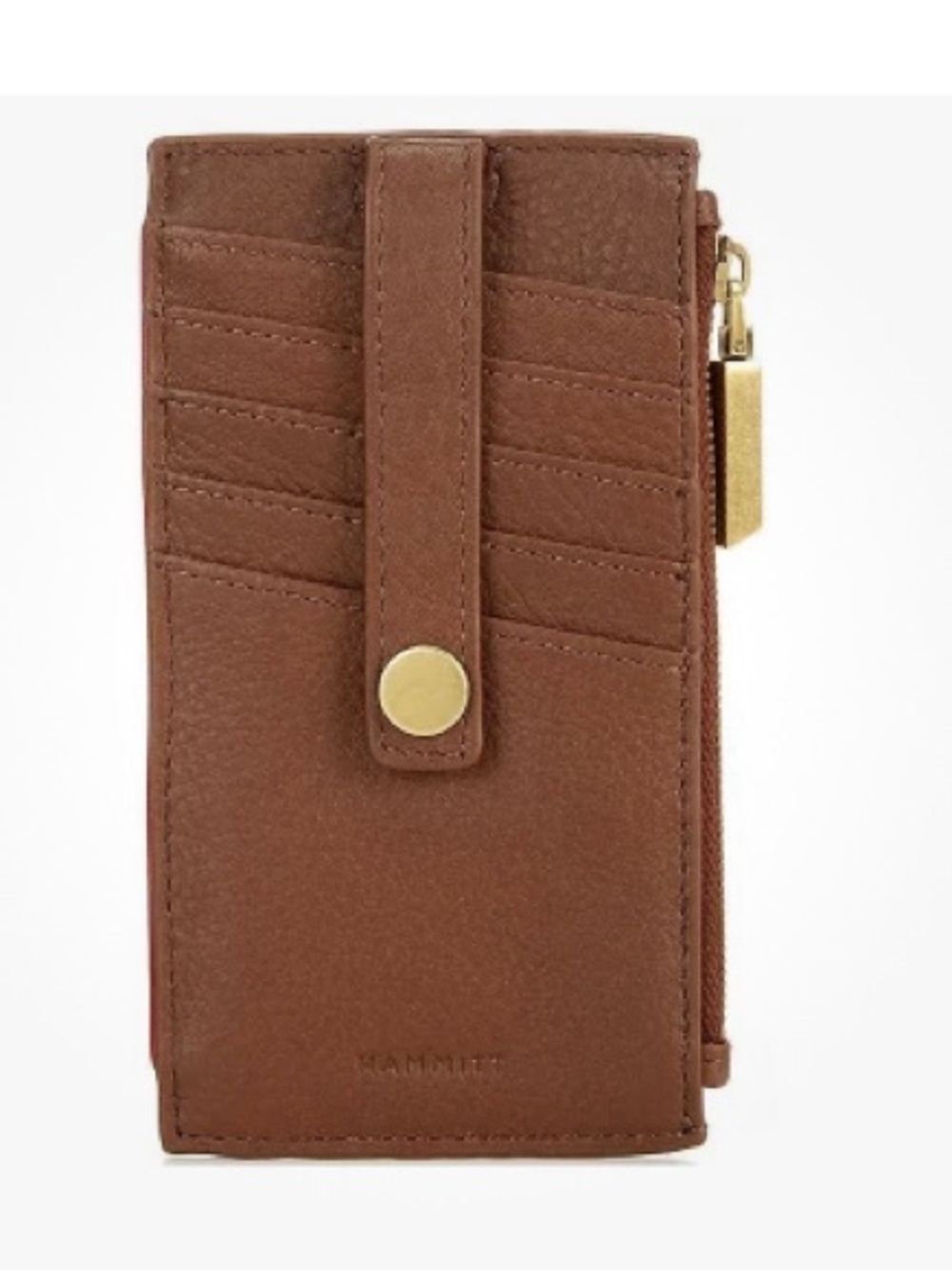 NWT Hammitt 210 West Wallet Card Holder Chocolate Brown Pebble Antique Gold - Picture 1 of 13